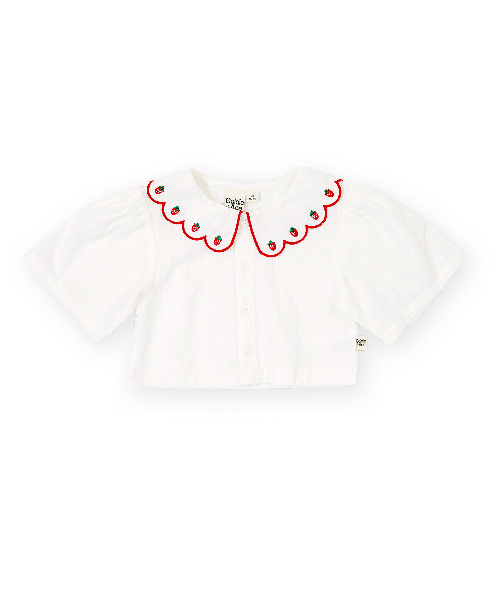 Goldie + Ace - Scallop Collar Strawberry Cropped Blouse