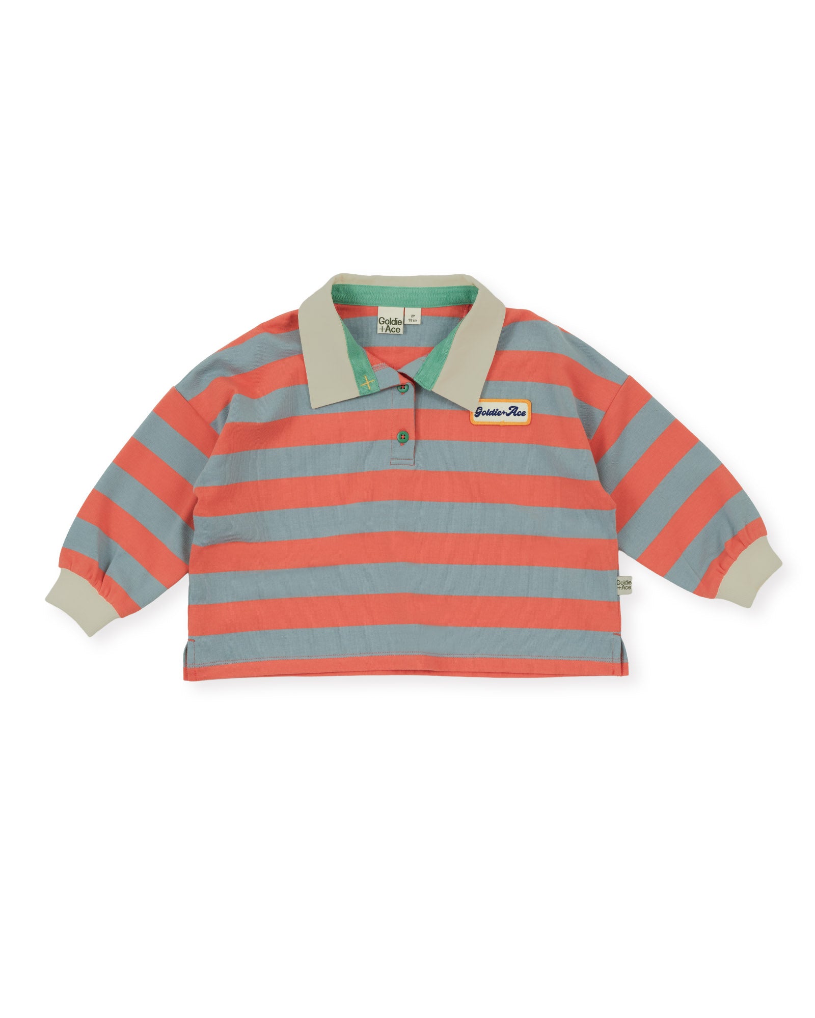 Goldie + Ace - Rugby Stripe Terry Sweat Top Orange - Size 5