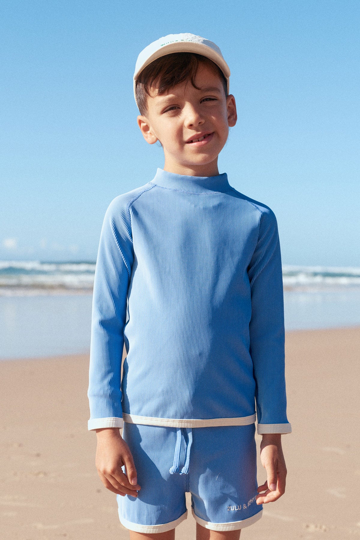 Zulu & Zephyr - Mini Stripe Rib Rashie Sky Blue