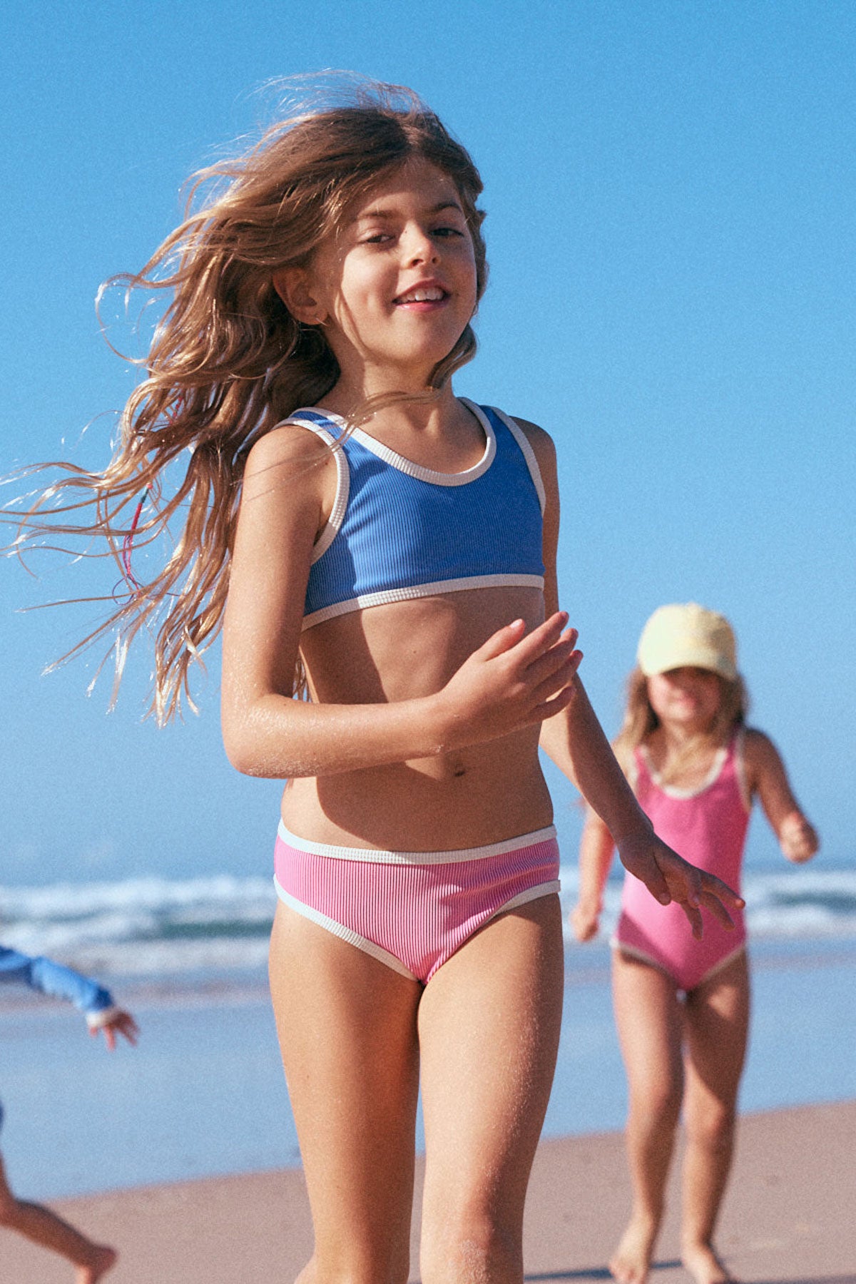Zulu & Zephyr - Mini Stripe Rib Scoop Bikini Top Sky Blue