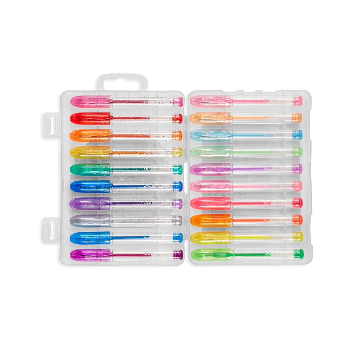 The OOLY mini doodlers fruity scented gel pens in its case opened.