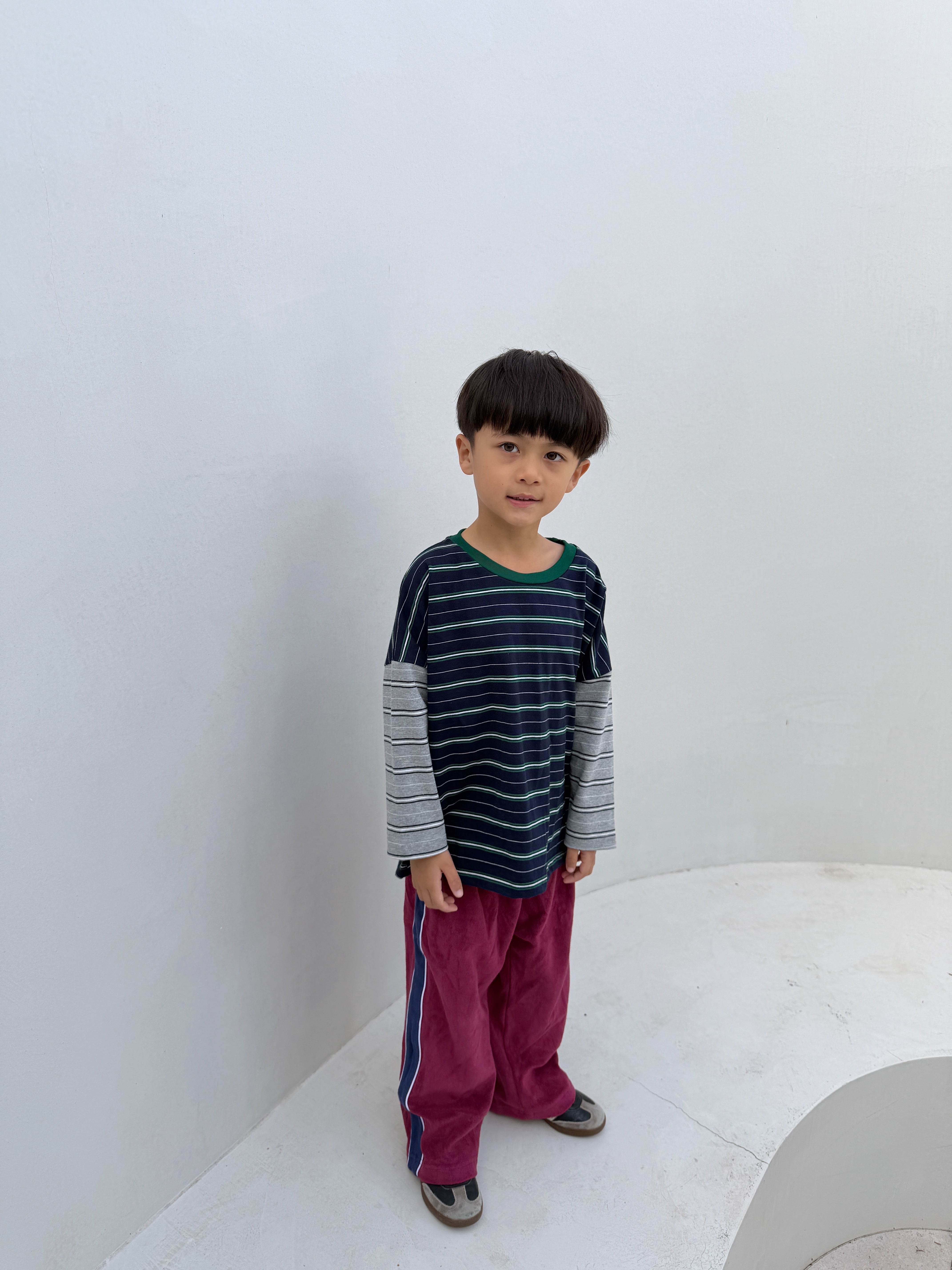Tiny Trove - Rowan Stripe Cotton Long Sleeve Tee Navy/Grey