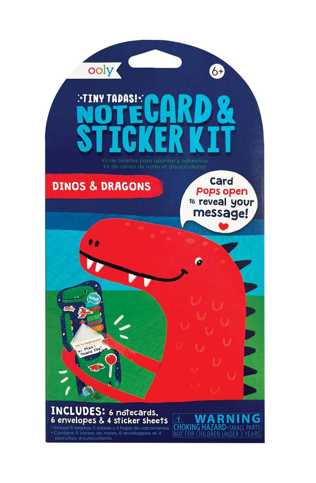 OOLY tiny tadas Dinos and dragons note card and sticker set.