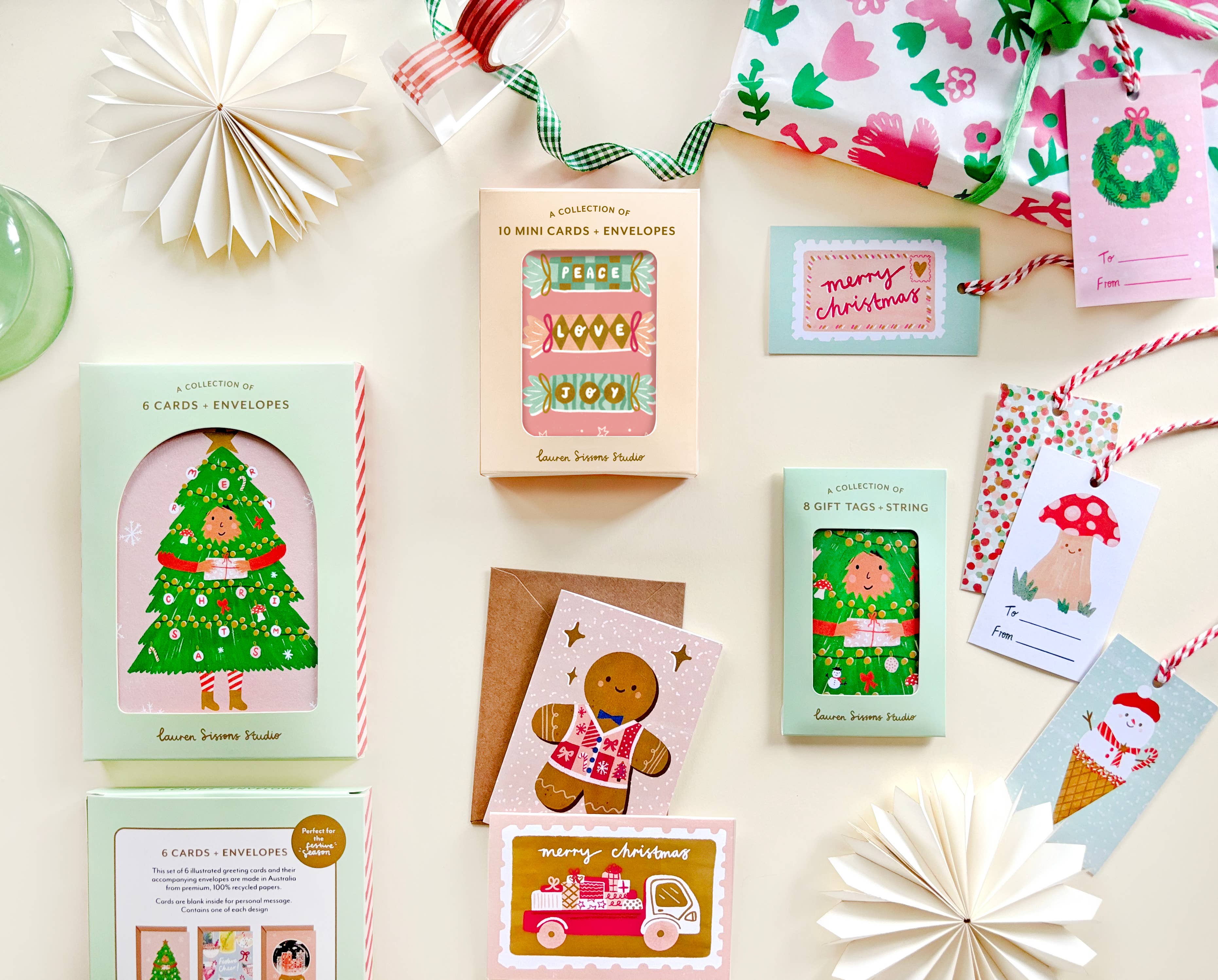 Lauren Sissons Studio - Festive Gift Tag Set (Pack of 8 With String)