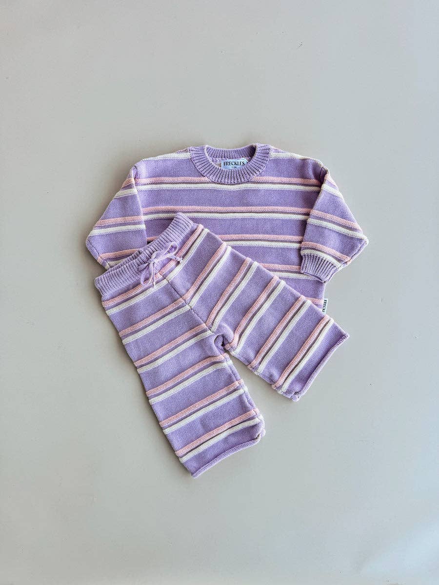 Freckles The Label - Raised Stripe Knit Set Aster/Sweetpea/Snow