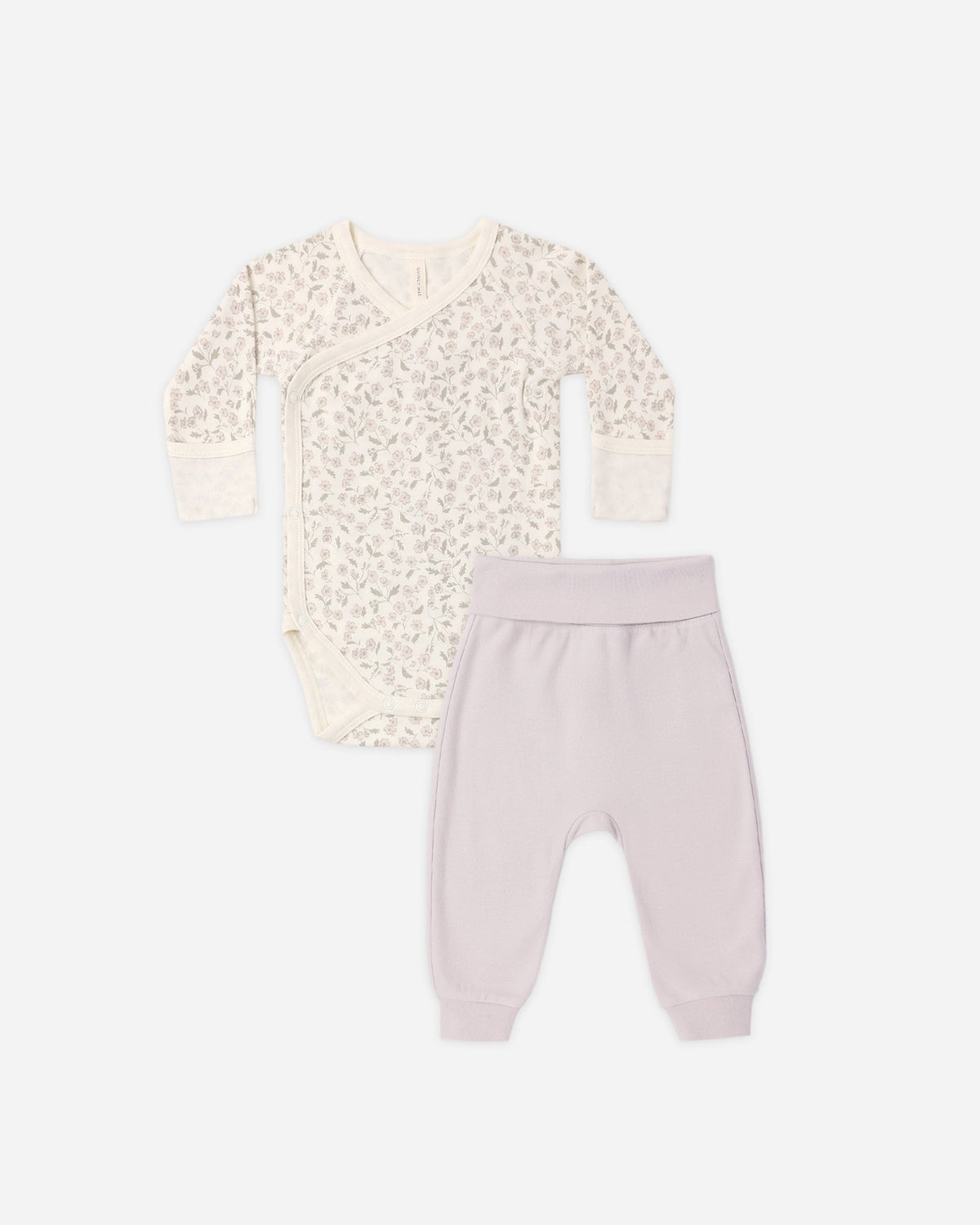 Quincy Mae Side Snap Bodysuit + Pant Set Floret