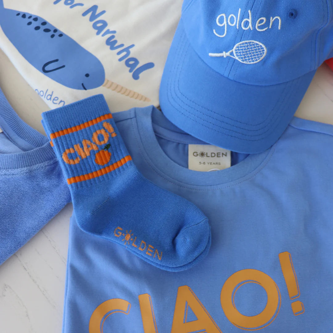 Golden Children ~ Ciao Arancia Socks Azure Blue