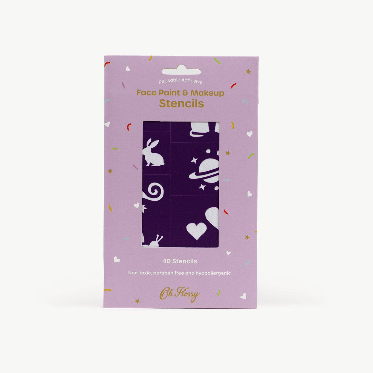 Oh Flossy Reusable Adhesive Face Paint Stencils - Purple