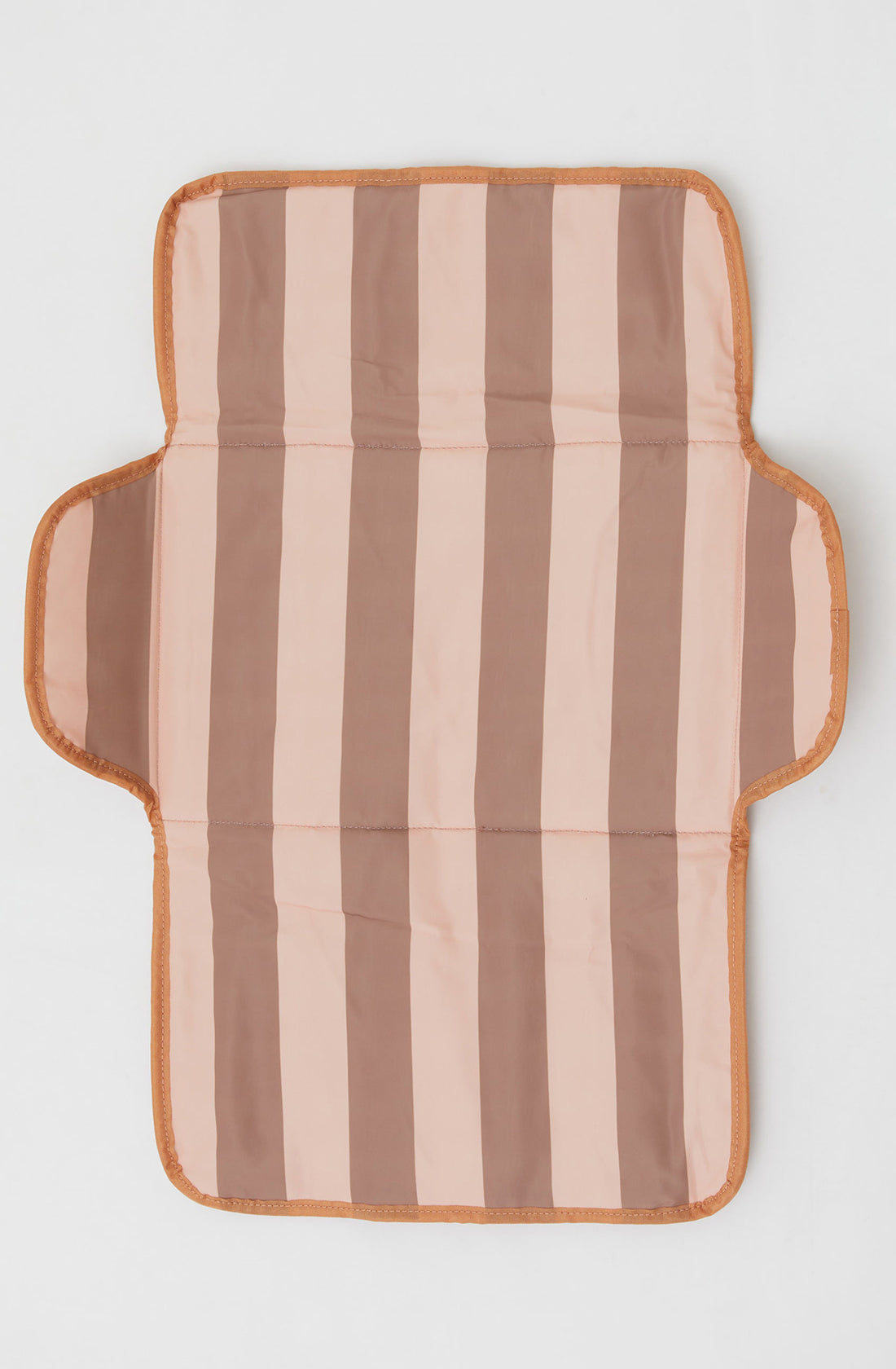 PHILÉ Nylon bag terracotta from the inside with a stripe pattern.