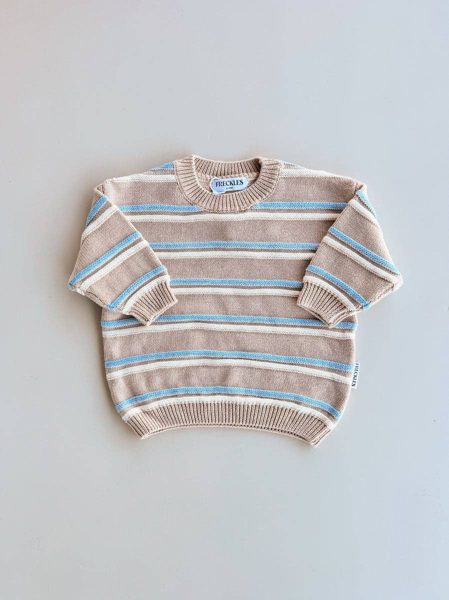 Freckles The Label - Raised Stripe Knit Set Oat/Arctic/Snow