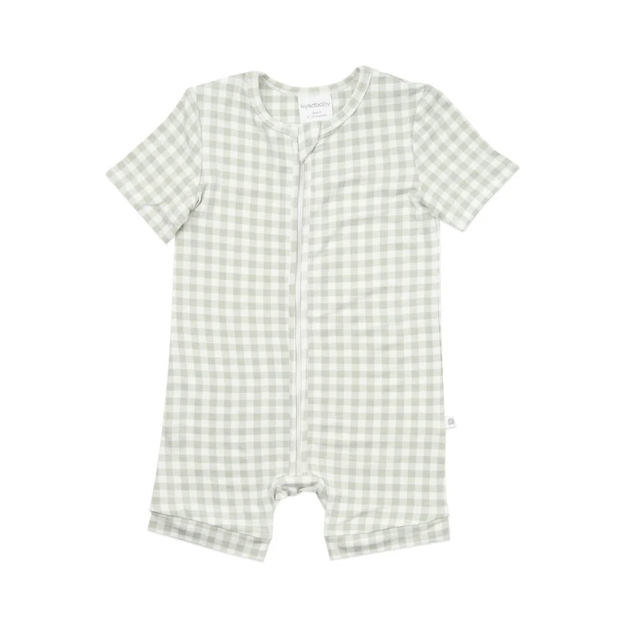 Day or Night Short Sleeve Onesie Sage Gingham