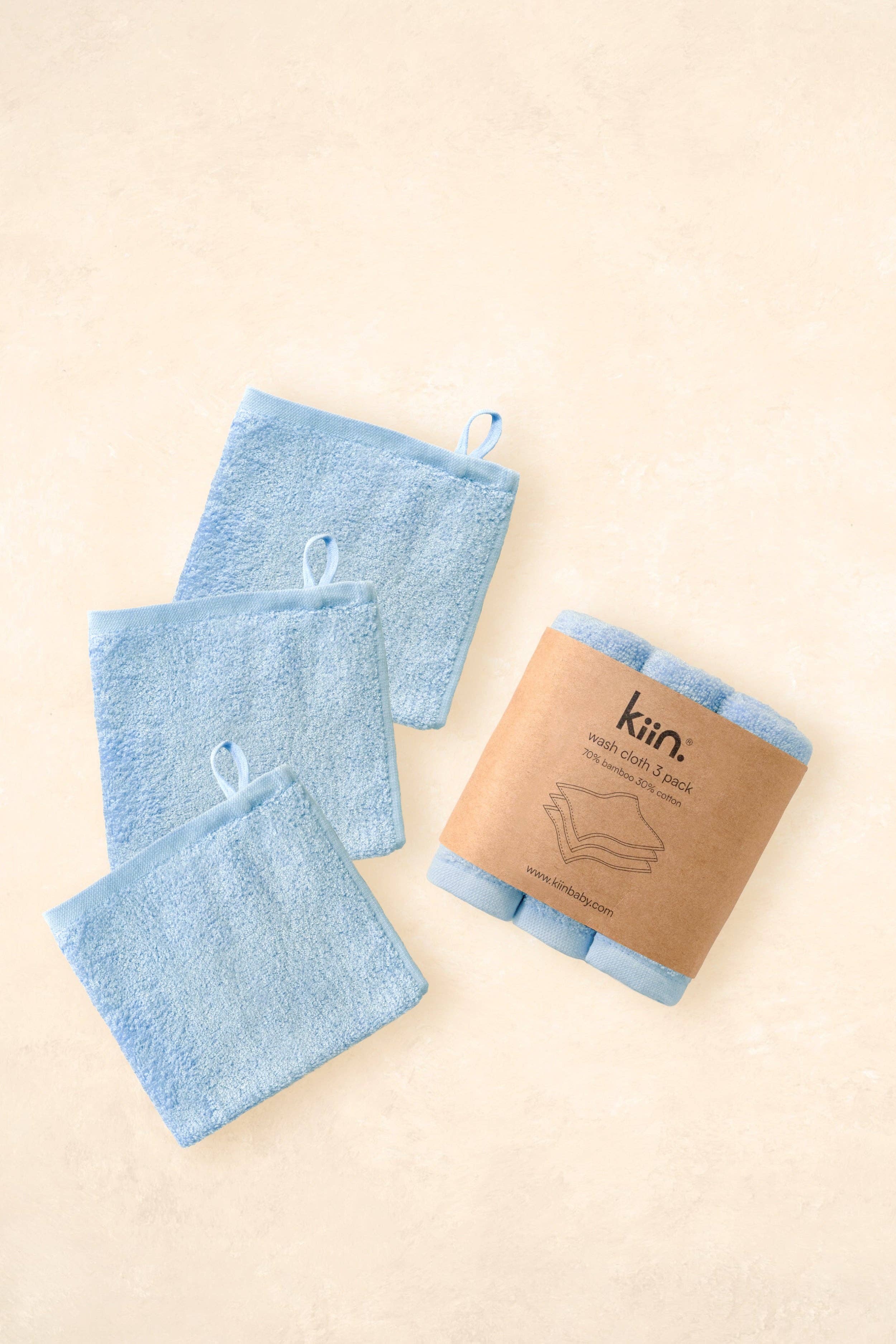 Kiin Baby - Wash Cloths 3 Pack Sky