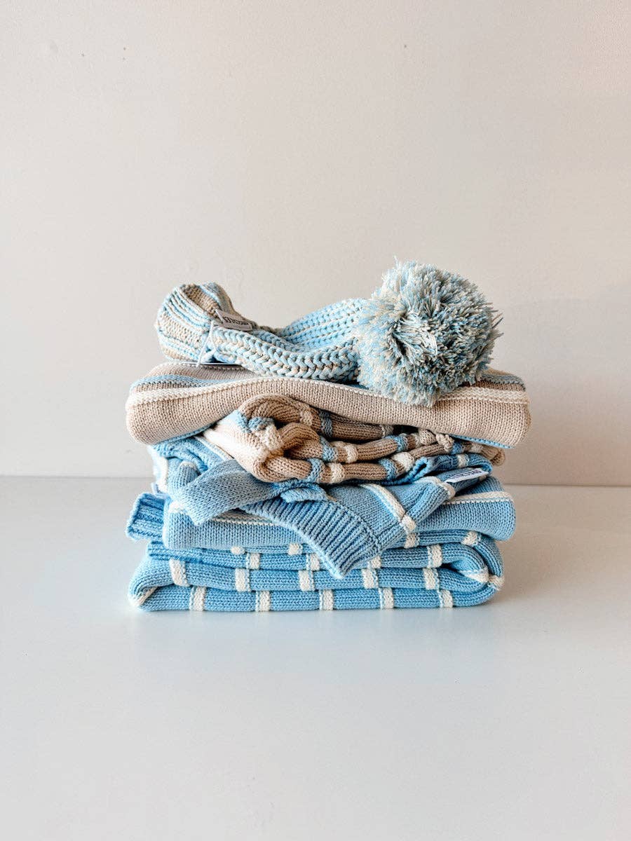 Freckles The Label - Raised Stripe Knit Set Oat/Arctic/Snow