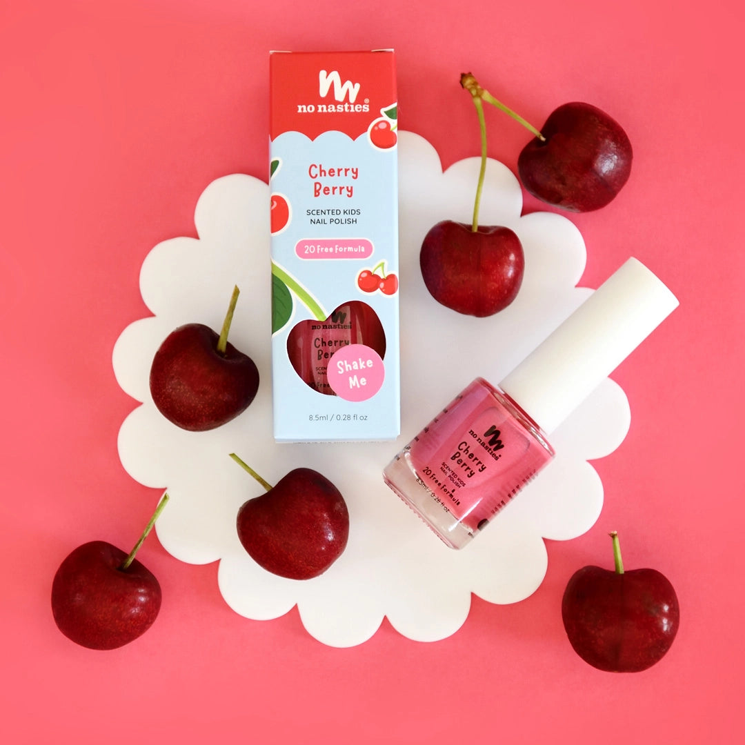 No Nasties - Scented Scratch Off Kids Nail Polish Cherry Berry/Bright Pink