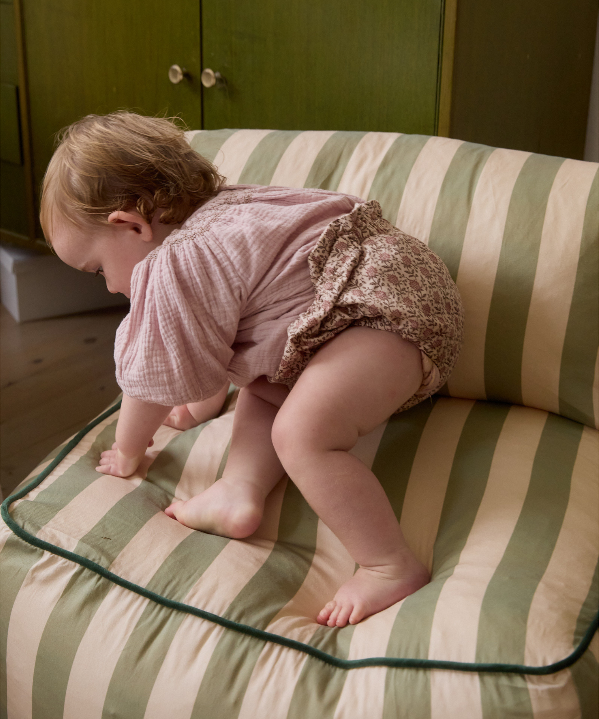 Philé - Striped Toddler Lounger Green