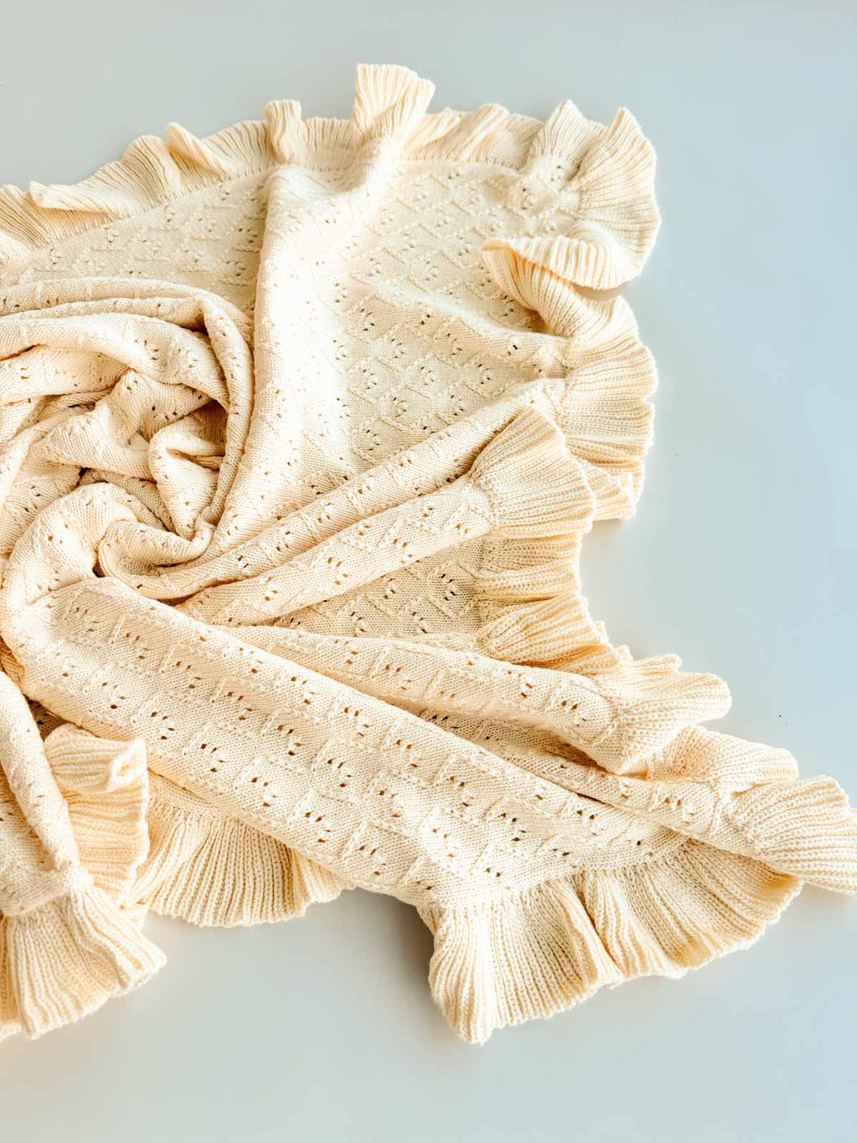 Freckles the Label Mila Pointelle Frill Blanket Butter
