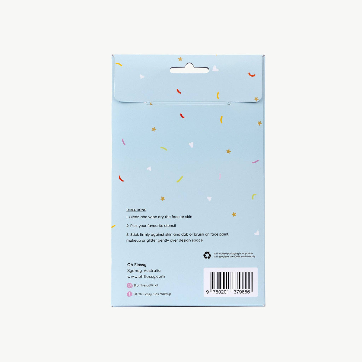 Oh Flossy Reusable Adhesive Face Paint Stencils - Teal