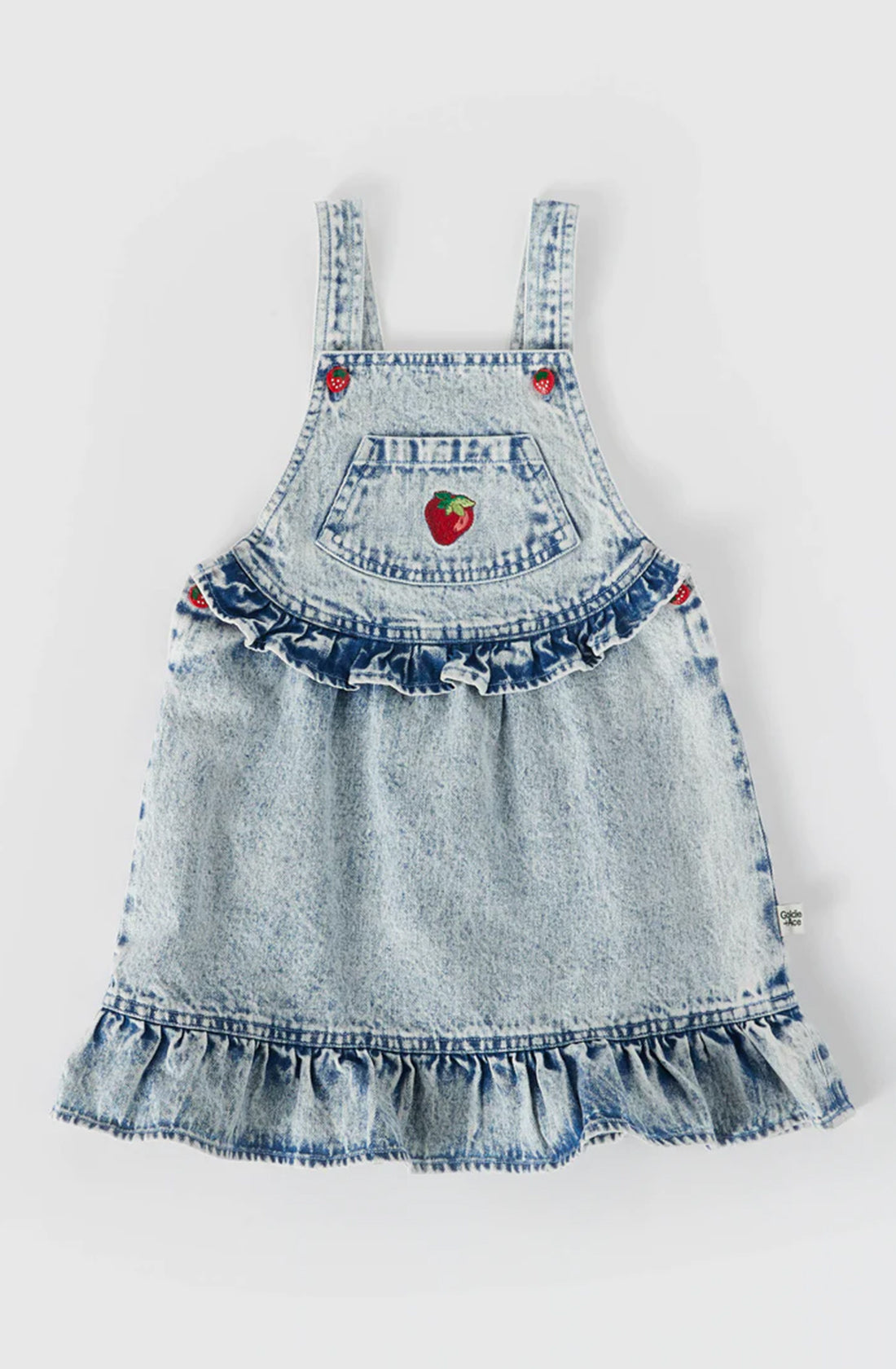 Pippa Strawberry Denim Pinafore Dress