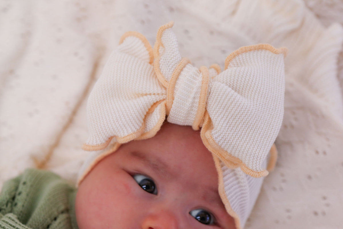 Freckles the Label Knit Frill Baby Headband Snow/Butter