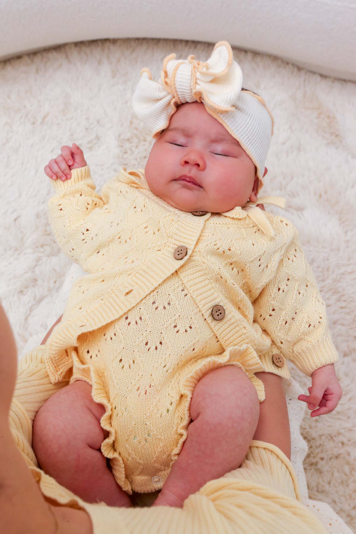 Freckles the Label Knit Frill Baby Headband Snow/Butter