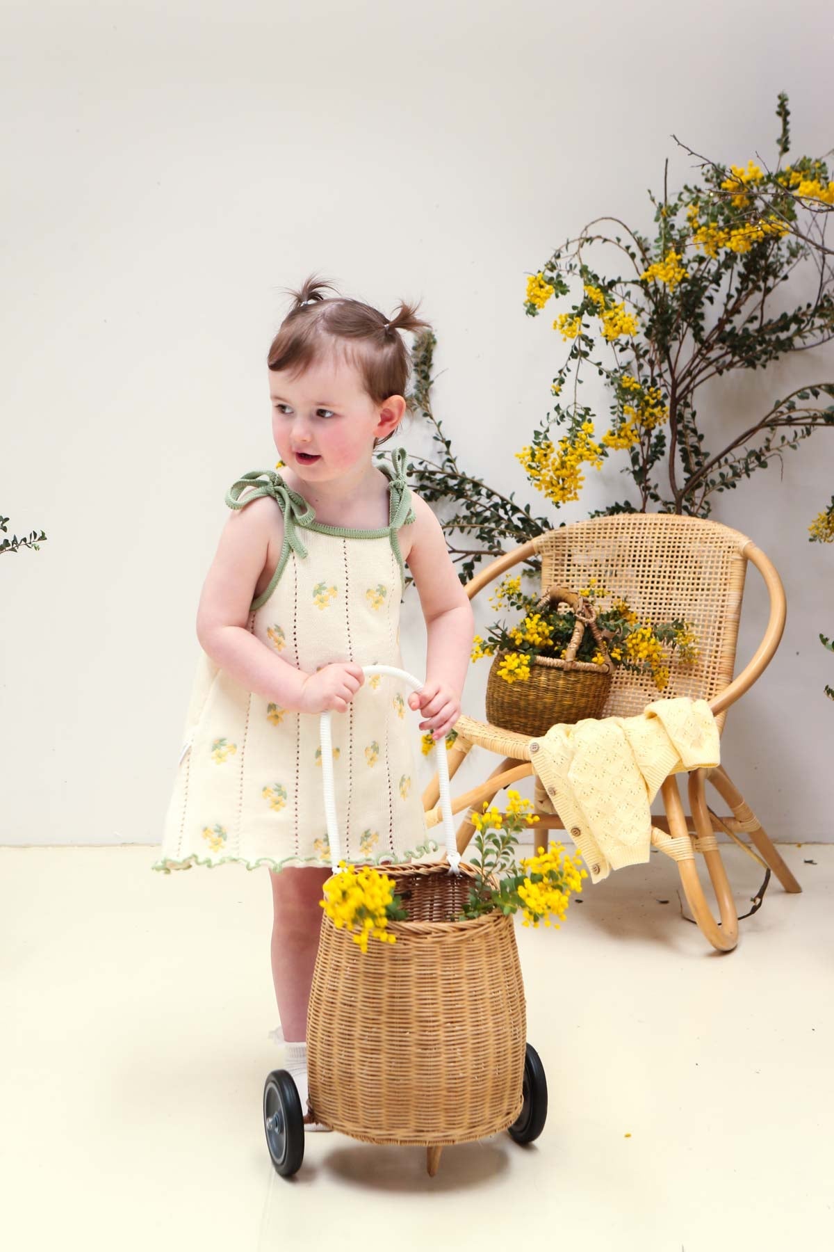 Freckles the Label Bloom Pointelle Tie Dress Snow/Sage