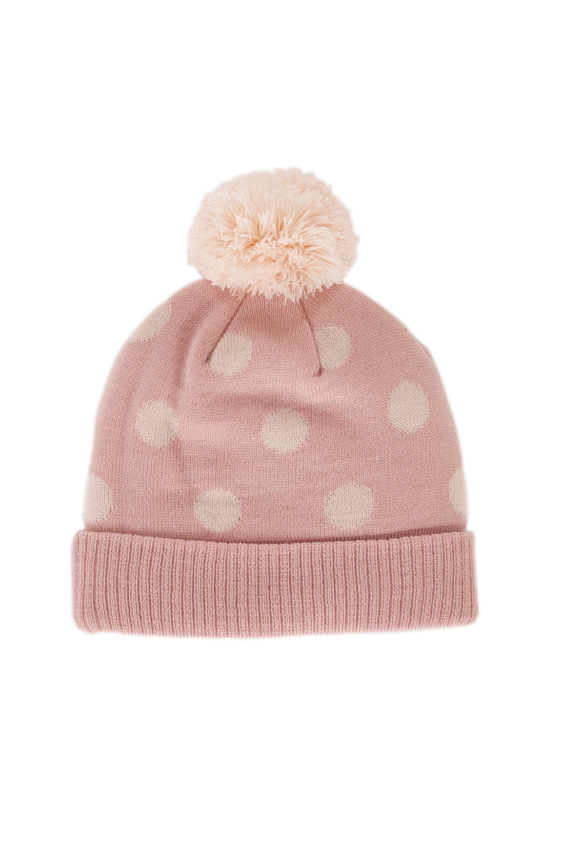 The raindrops beanie in dusty pink by acorn kids on a white background.