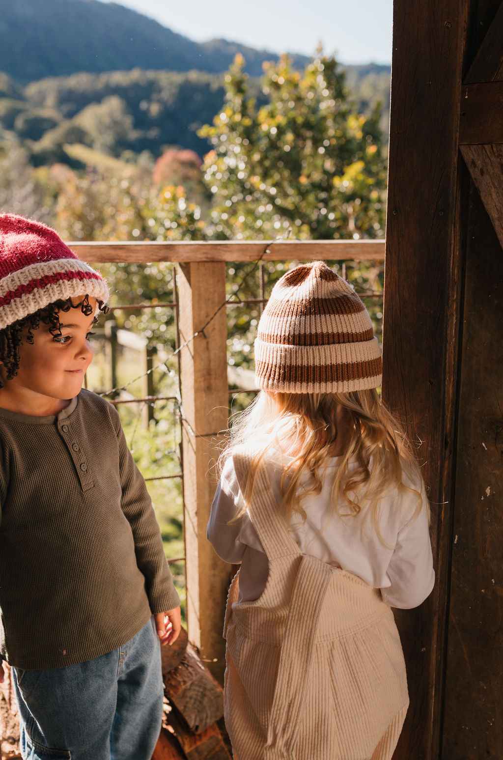 Acorn Kids - Tokyo Merino Beanie Caramel Stripe
