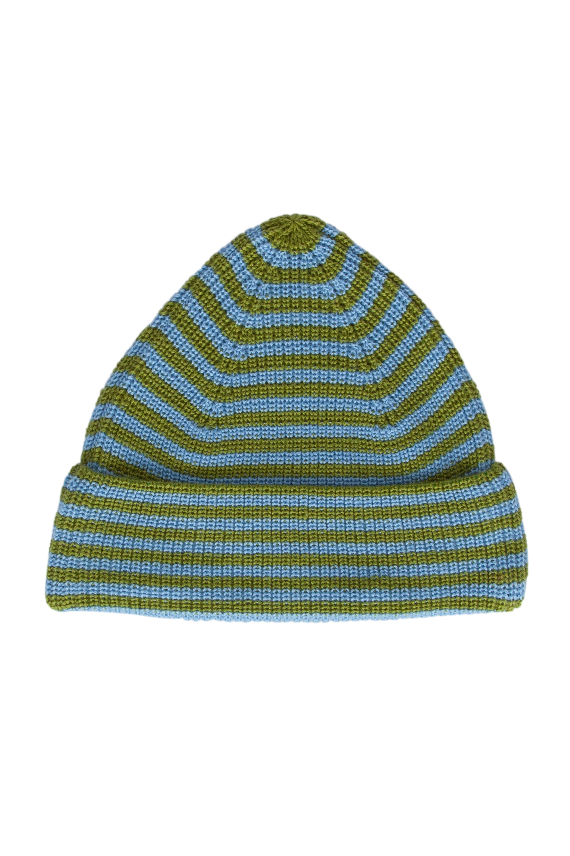 Acorn Kids - Berlin Merino Beanie Green and Blue Stripe