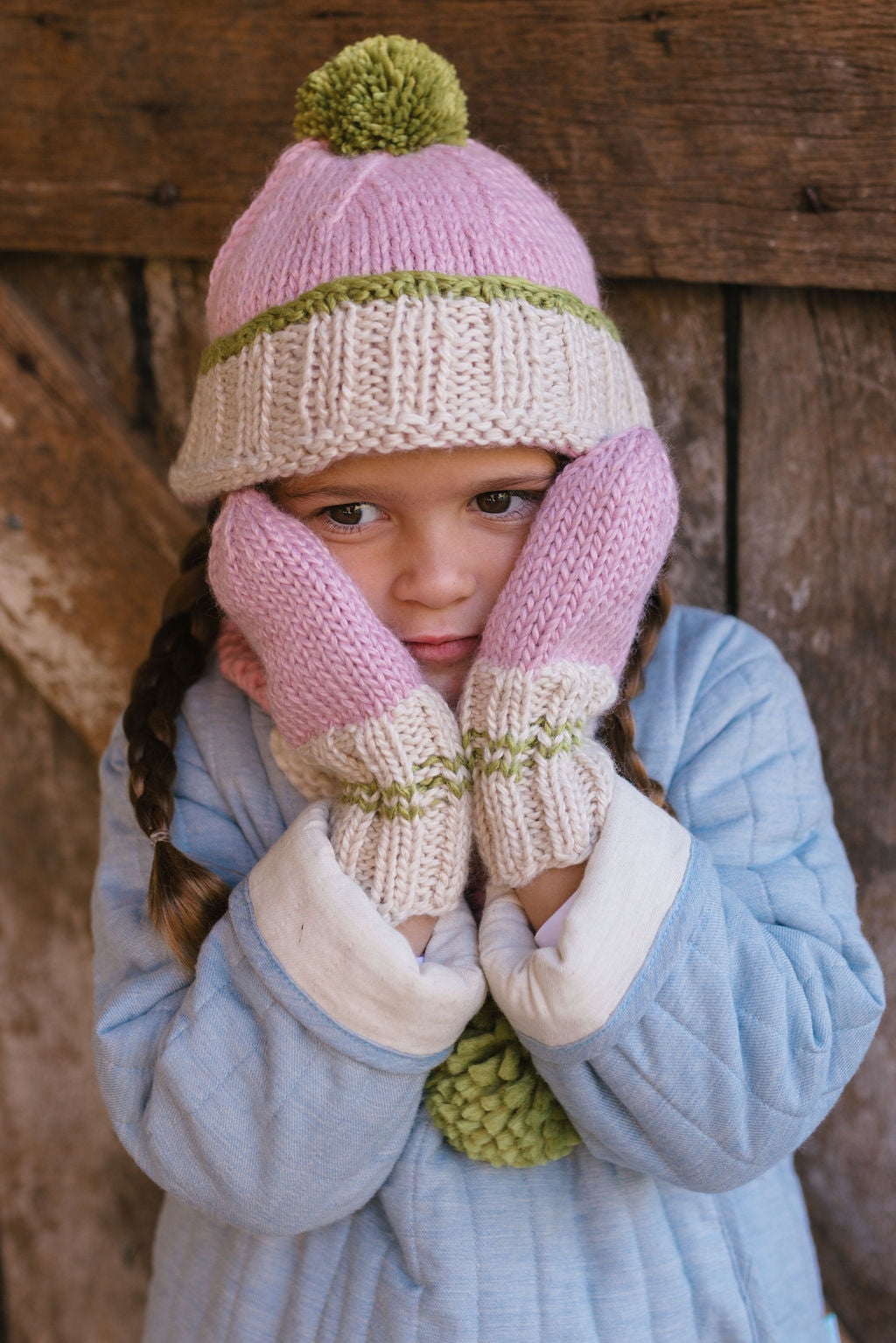Acorn Kids - Teddy Beanie Pink & Green