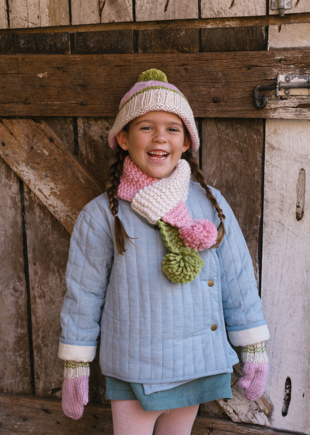 Acorn Kids - Teddy Beanie Pink & Green