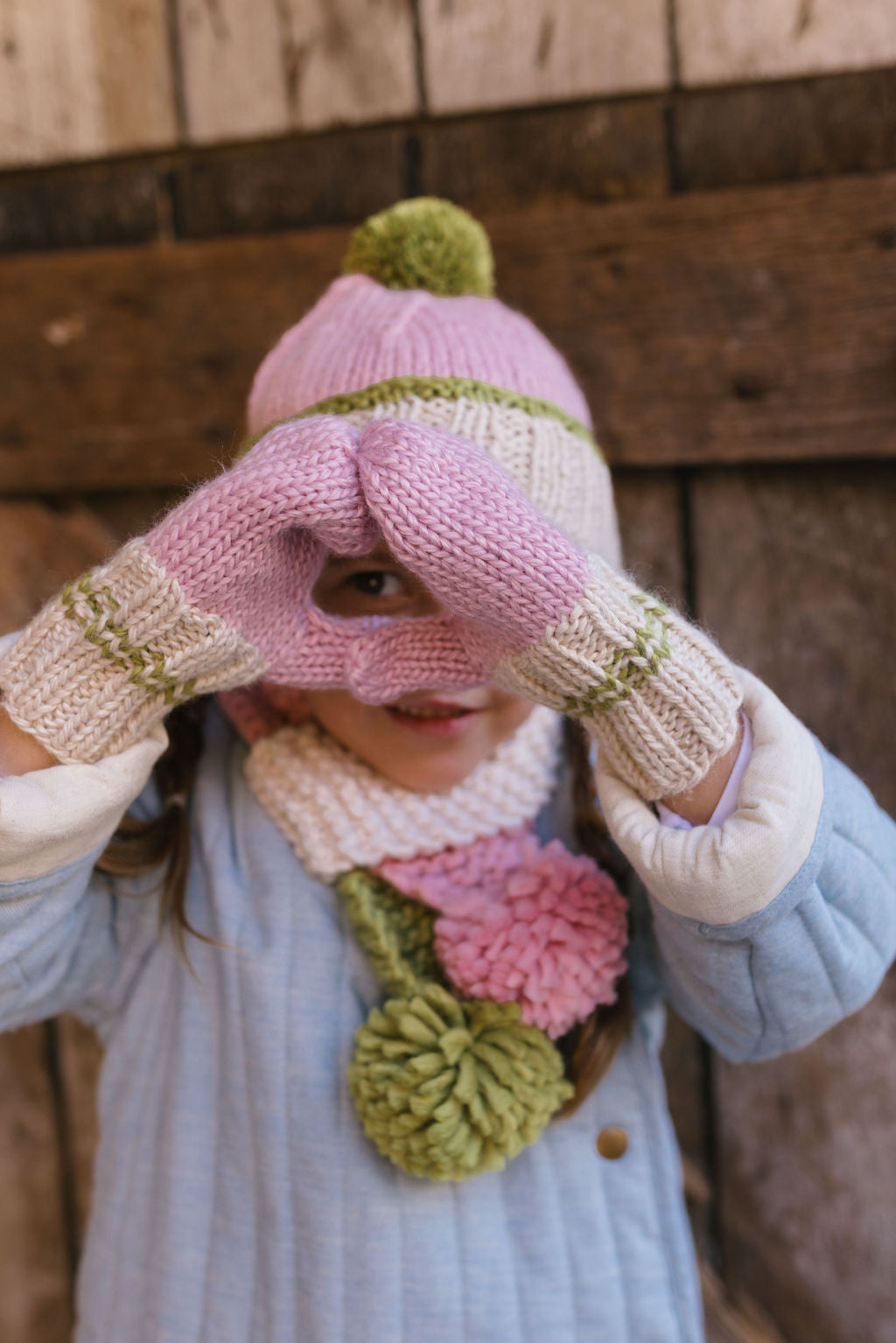 Acorn Kids - Teddy Beanie Pink & Green