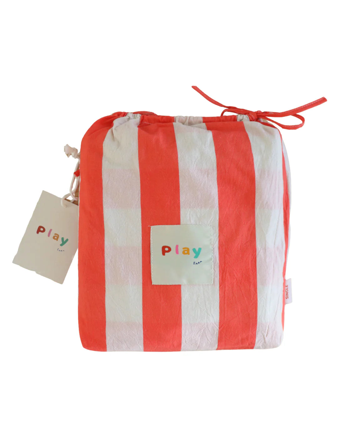 PRE-ORDER Play Linen - Cherry Stripe Fitted Sheet Cot