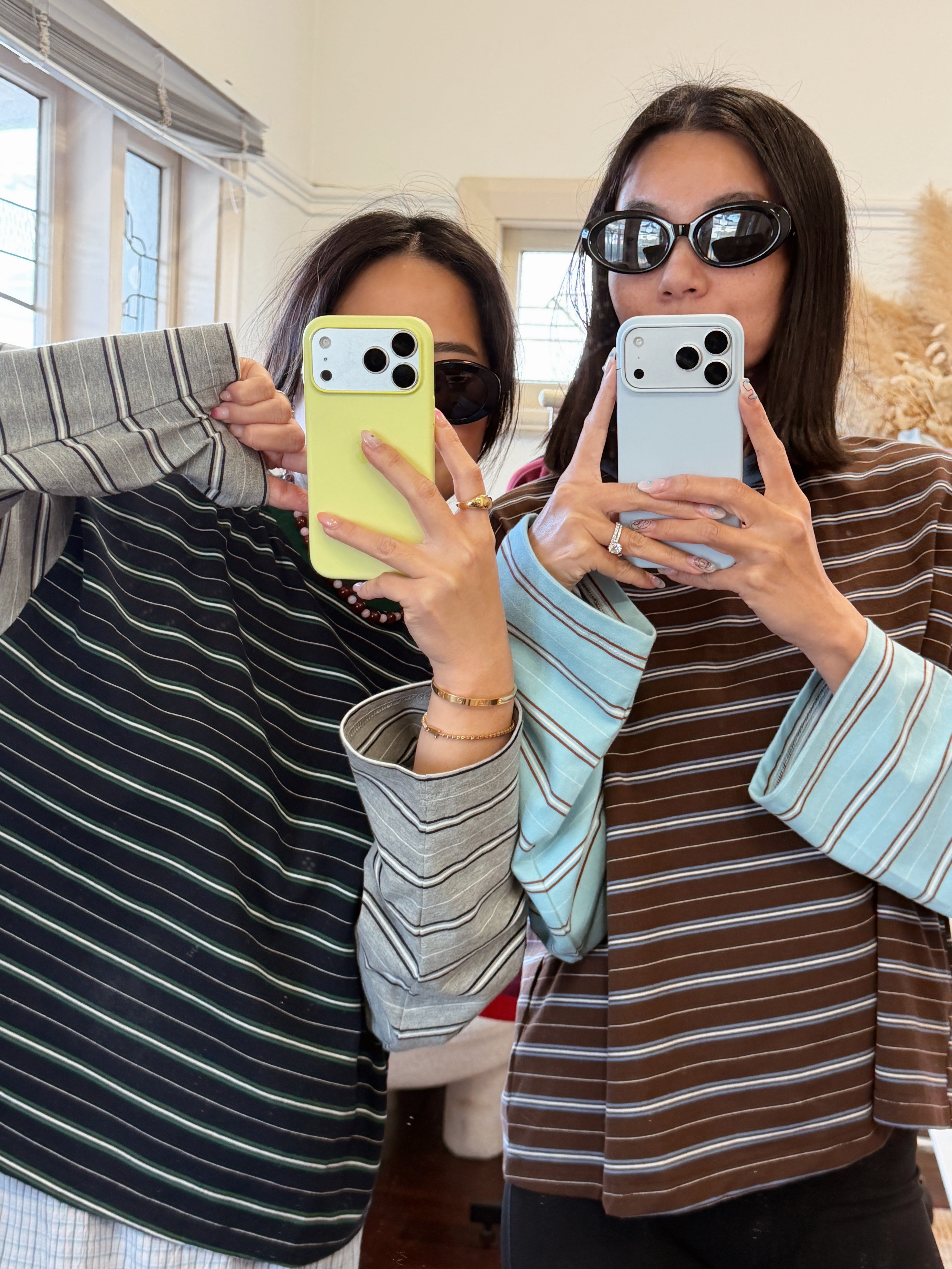 Tiny Trove - Women's Kennedy Stripe Long Sleeve Tee Cocoa/Blue