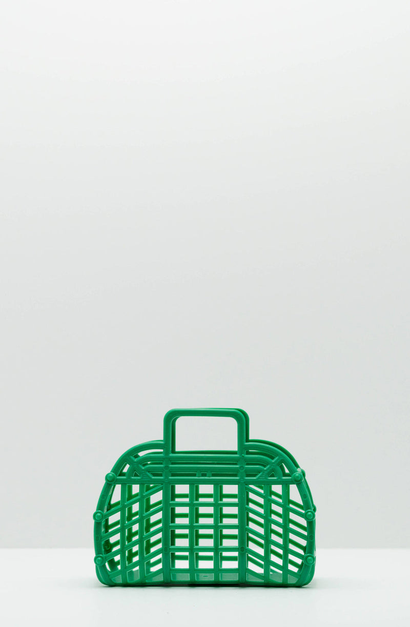 Mini Retro Jelly Basket Forest Green