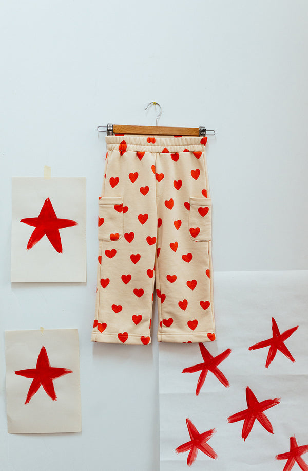 Holiday Pants Red Hearts