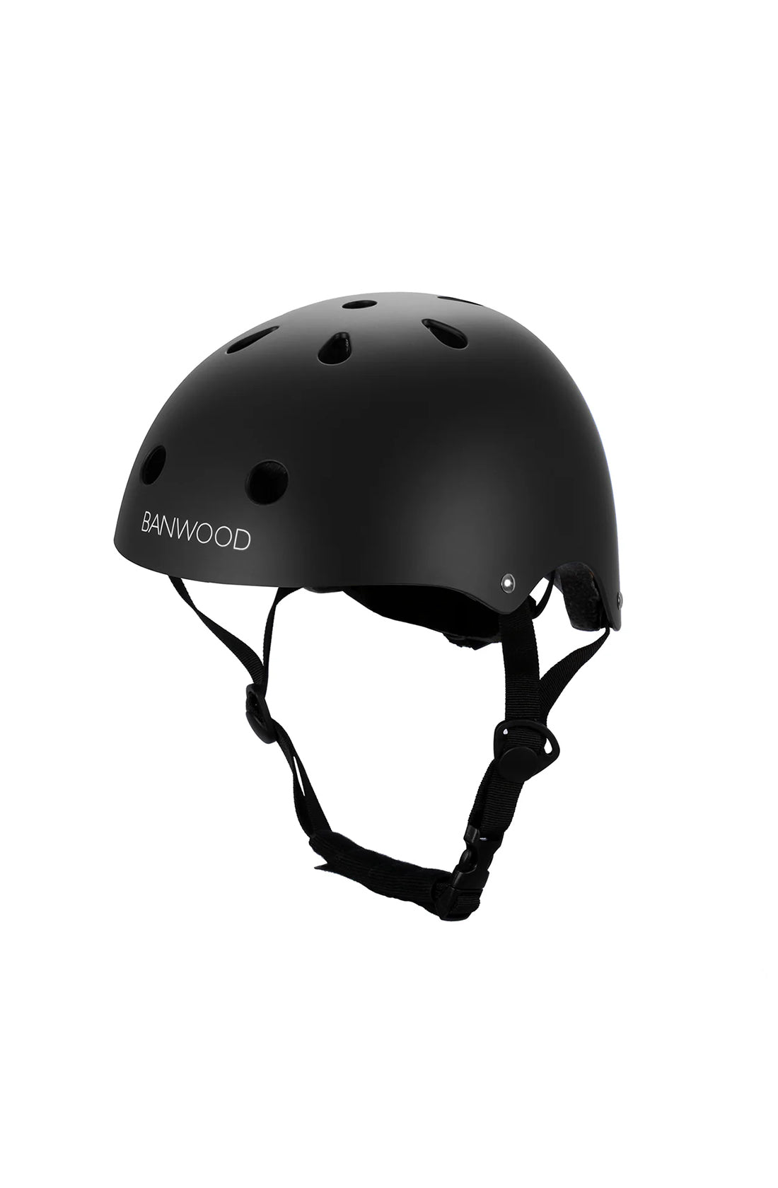 A banwood classic helmet in black on a white background.