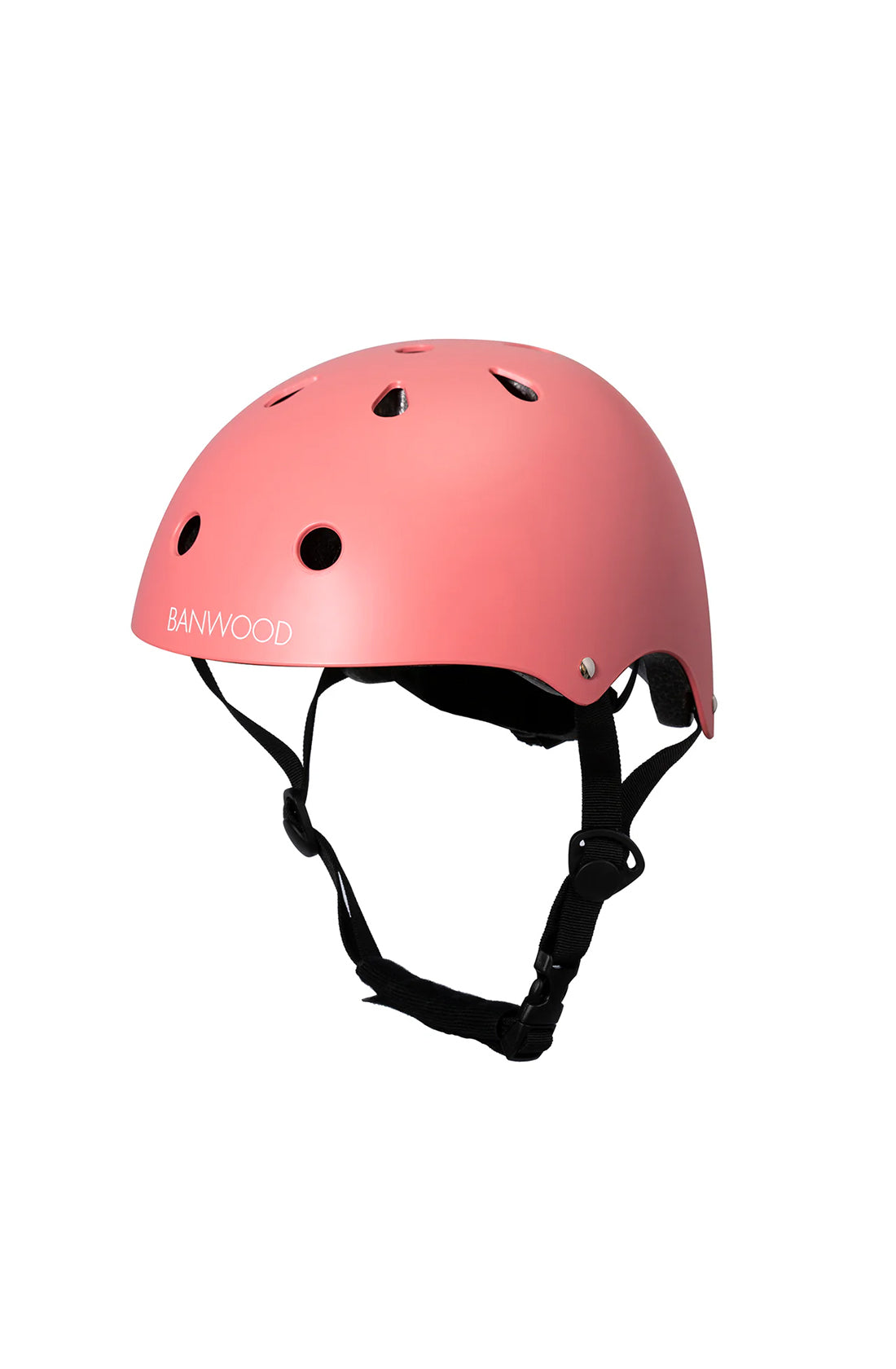 a banwood classic helmet in coral on a white background.