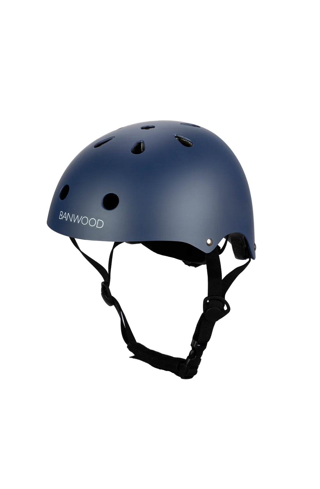 A banwood classic helmet in navy blue on a white background.