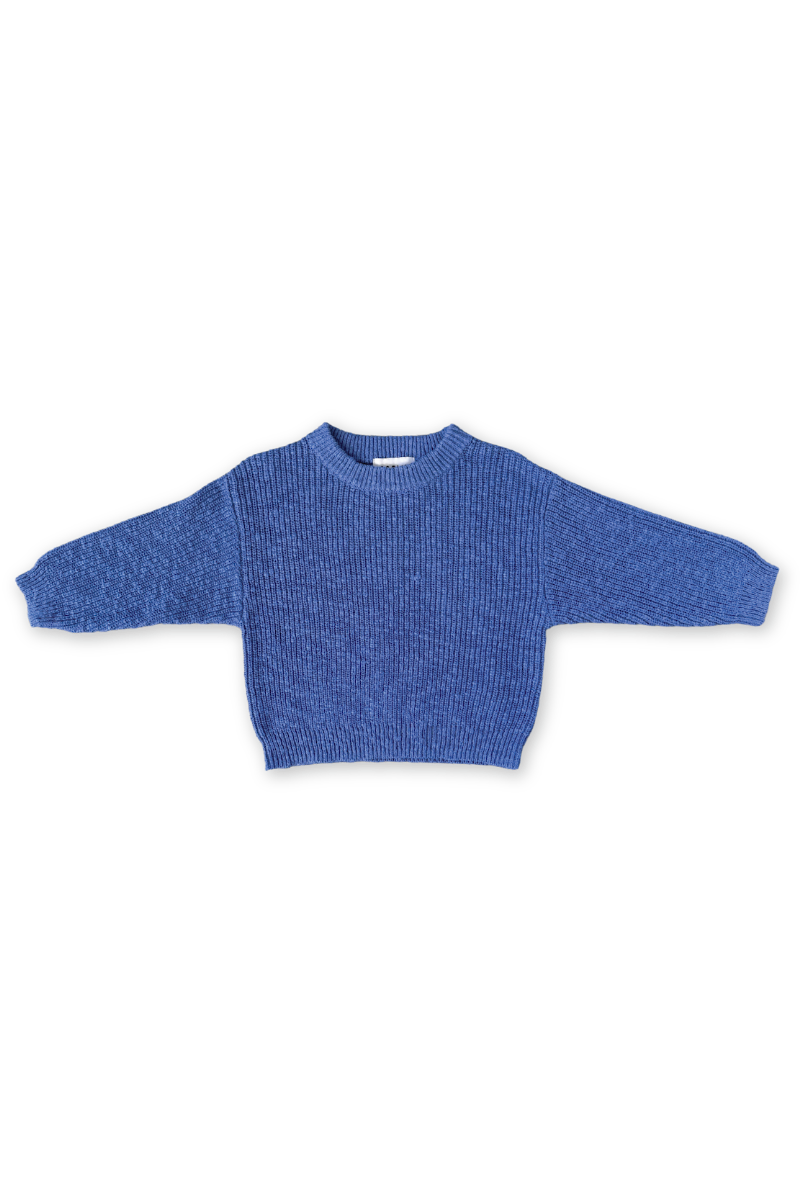 Grown - Textured Organic Slub Knit Pull Over Cobalt