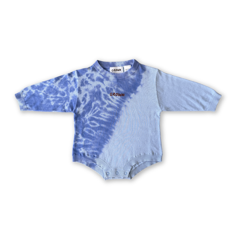 Grown - Organic Tie Dye Knit Romper Pacific