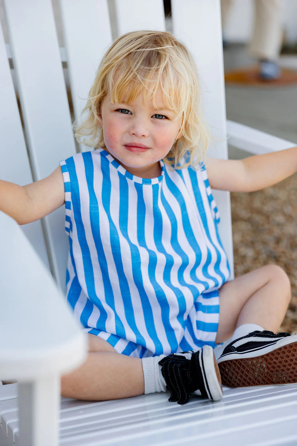 Sunday Siblings ~ Sonny Romper Blue - Size NB-1