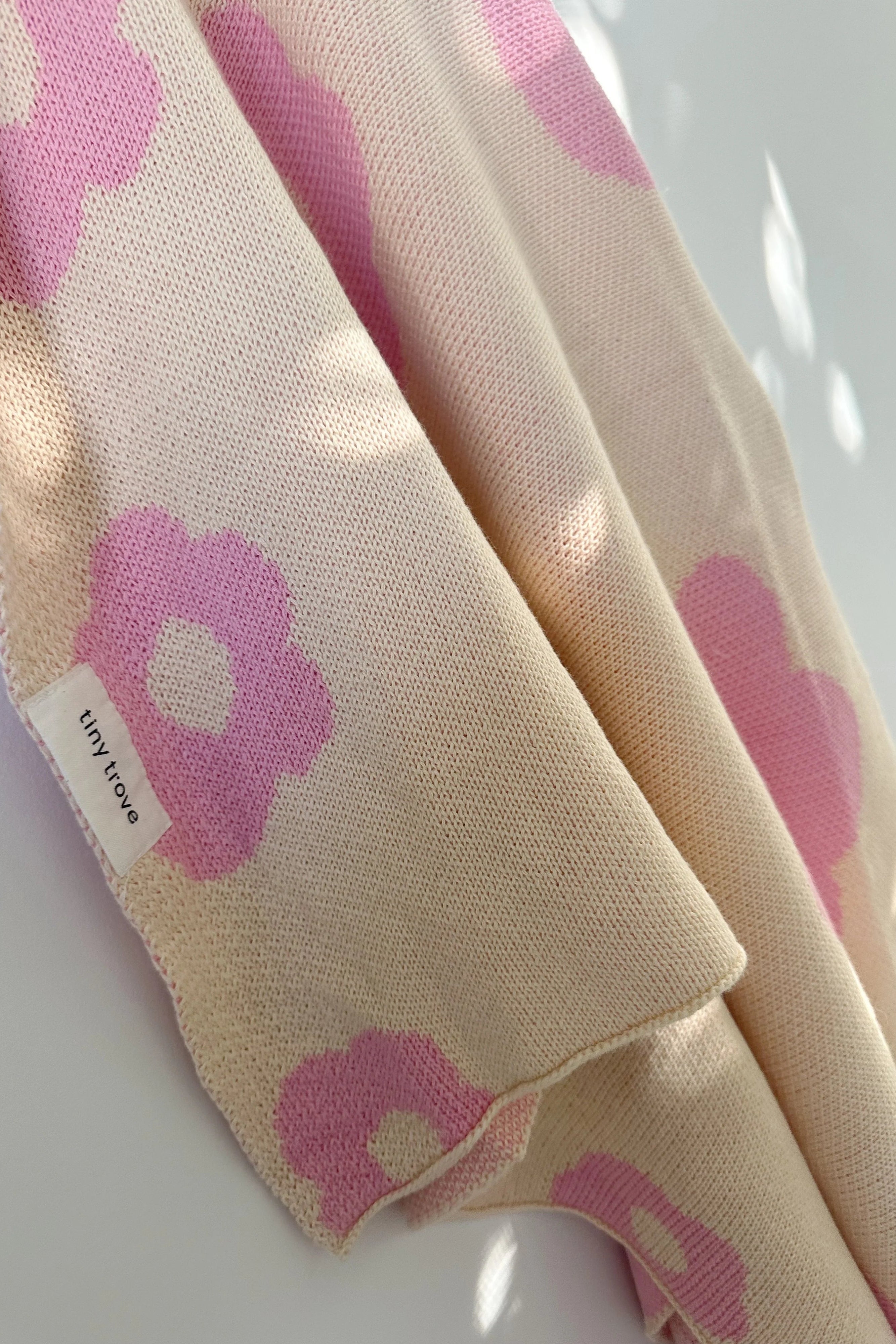 Flora Knitted Blanket Cream/Pink