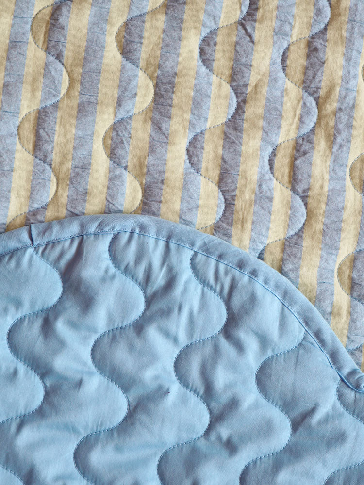 Mosey Me Butter Blue Seersucker Playmat reverse side detail