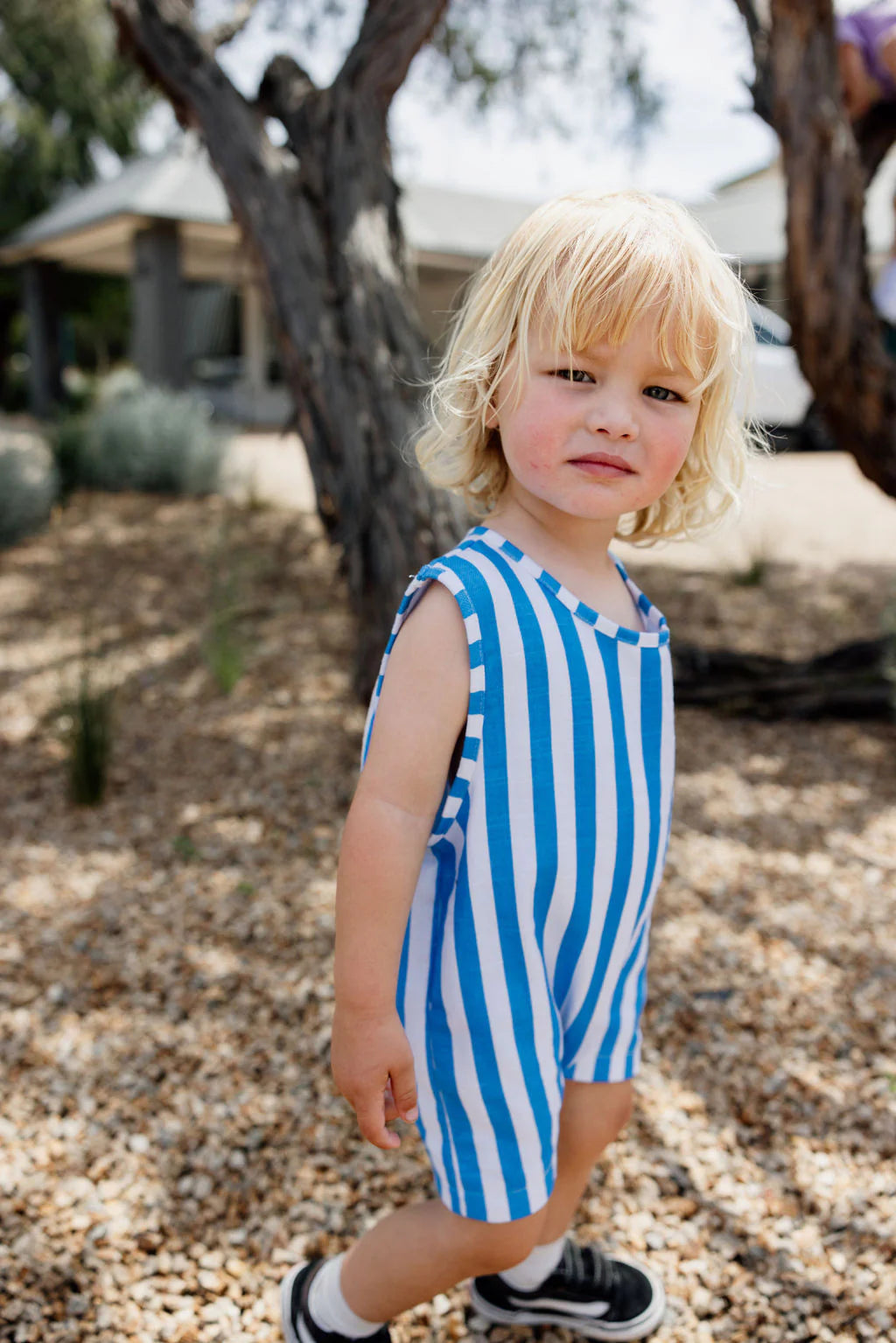 Sunday Siblings ~ Sonny Romper Blue