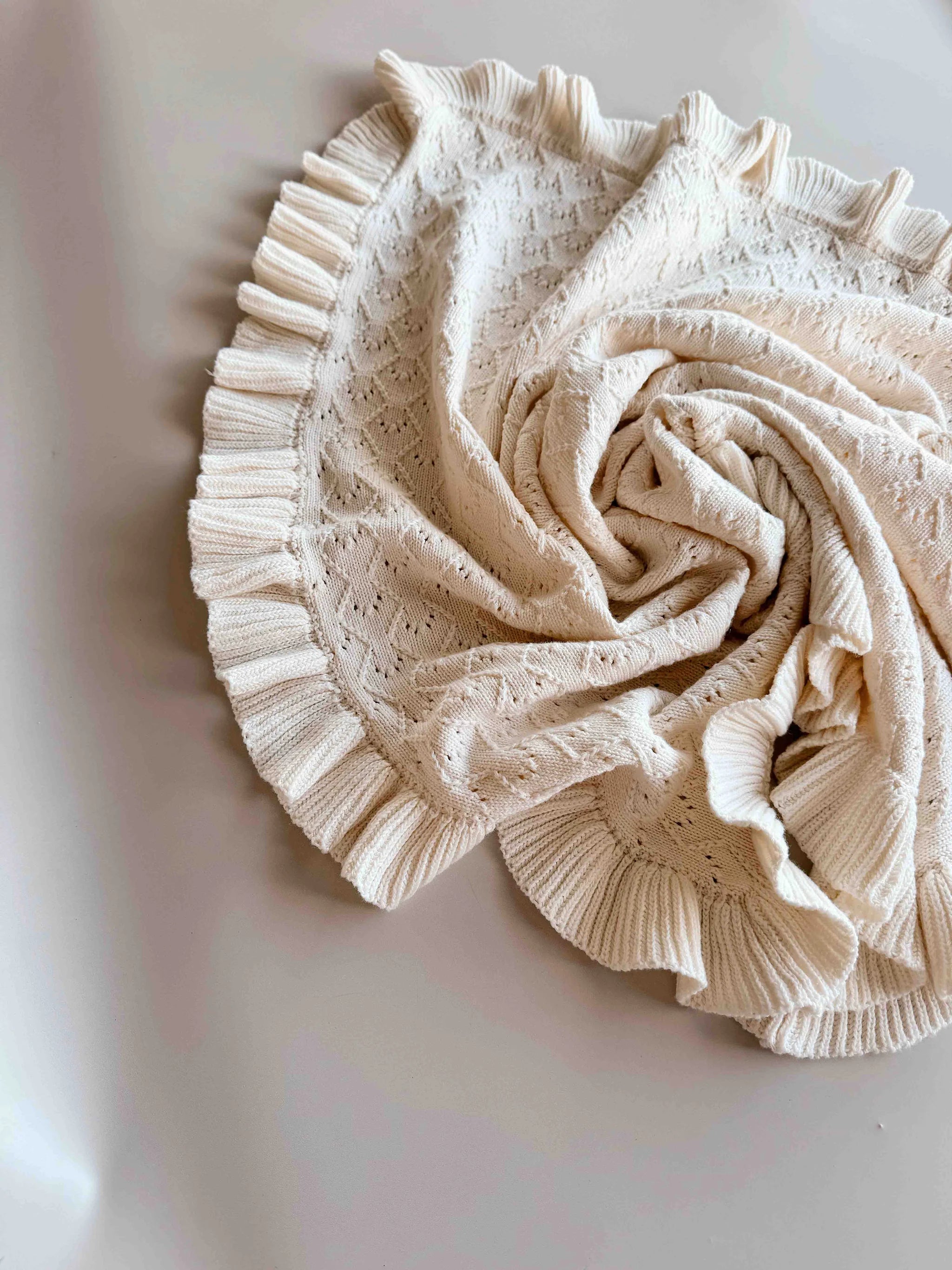 Freckles the Label - Mila Pointelle Frill Blanket Snow