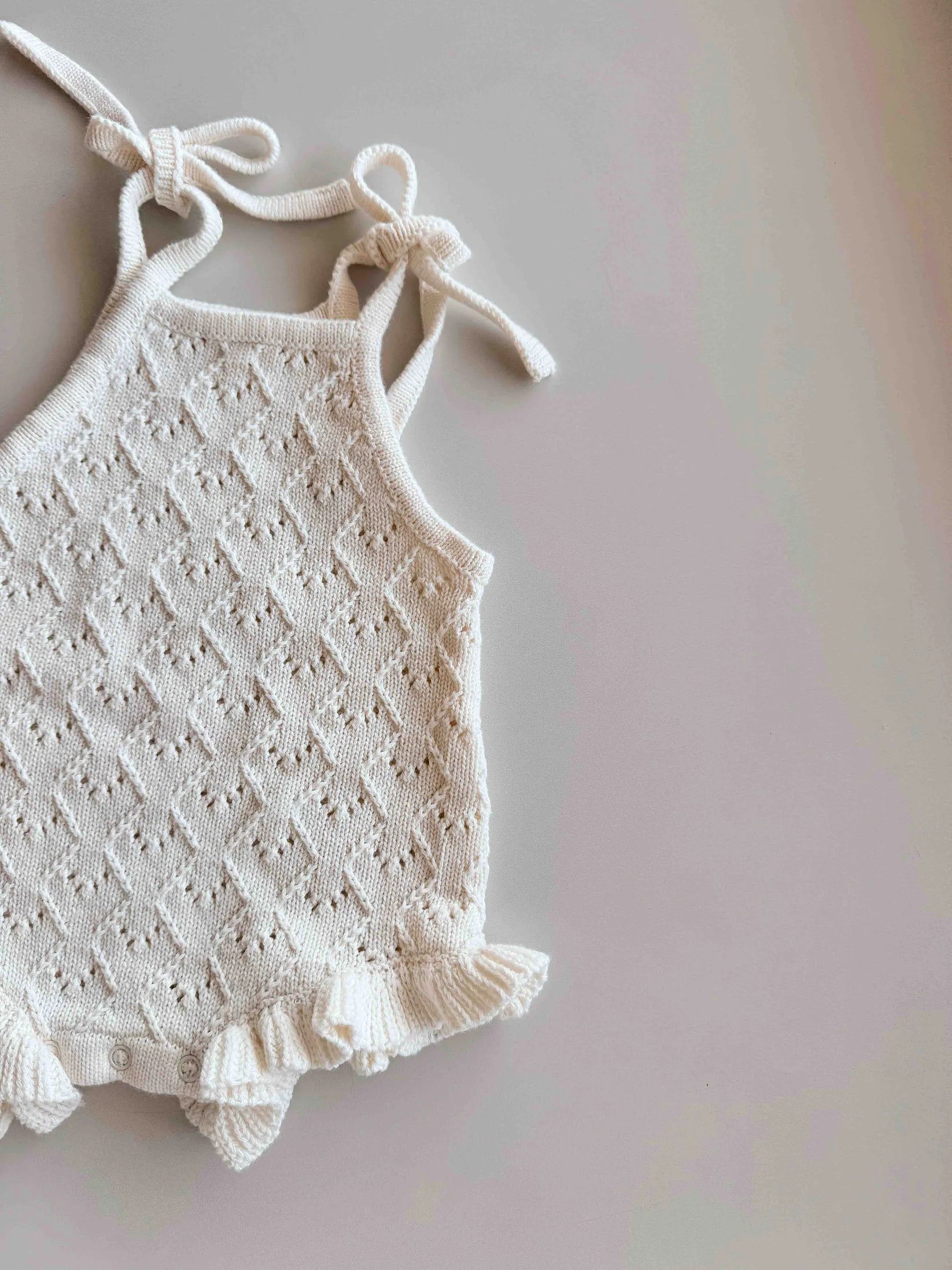 Freckles the Label - Mila Pointelle Tie Romper Snow