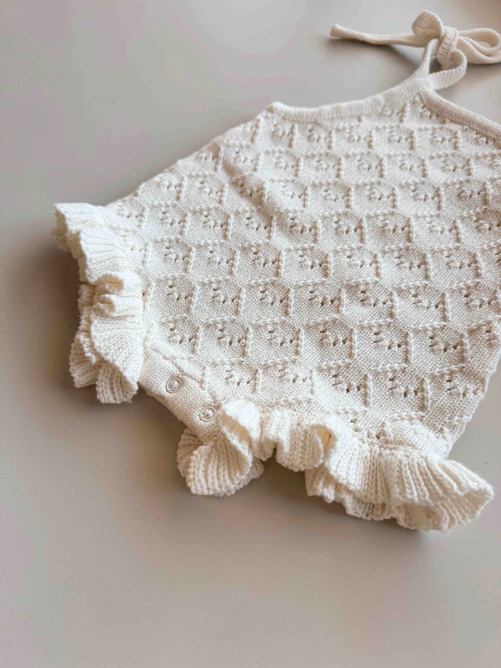 Freckles the Label - Mila Pointelle Tie Romper Snow