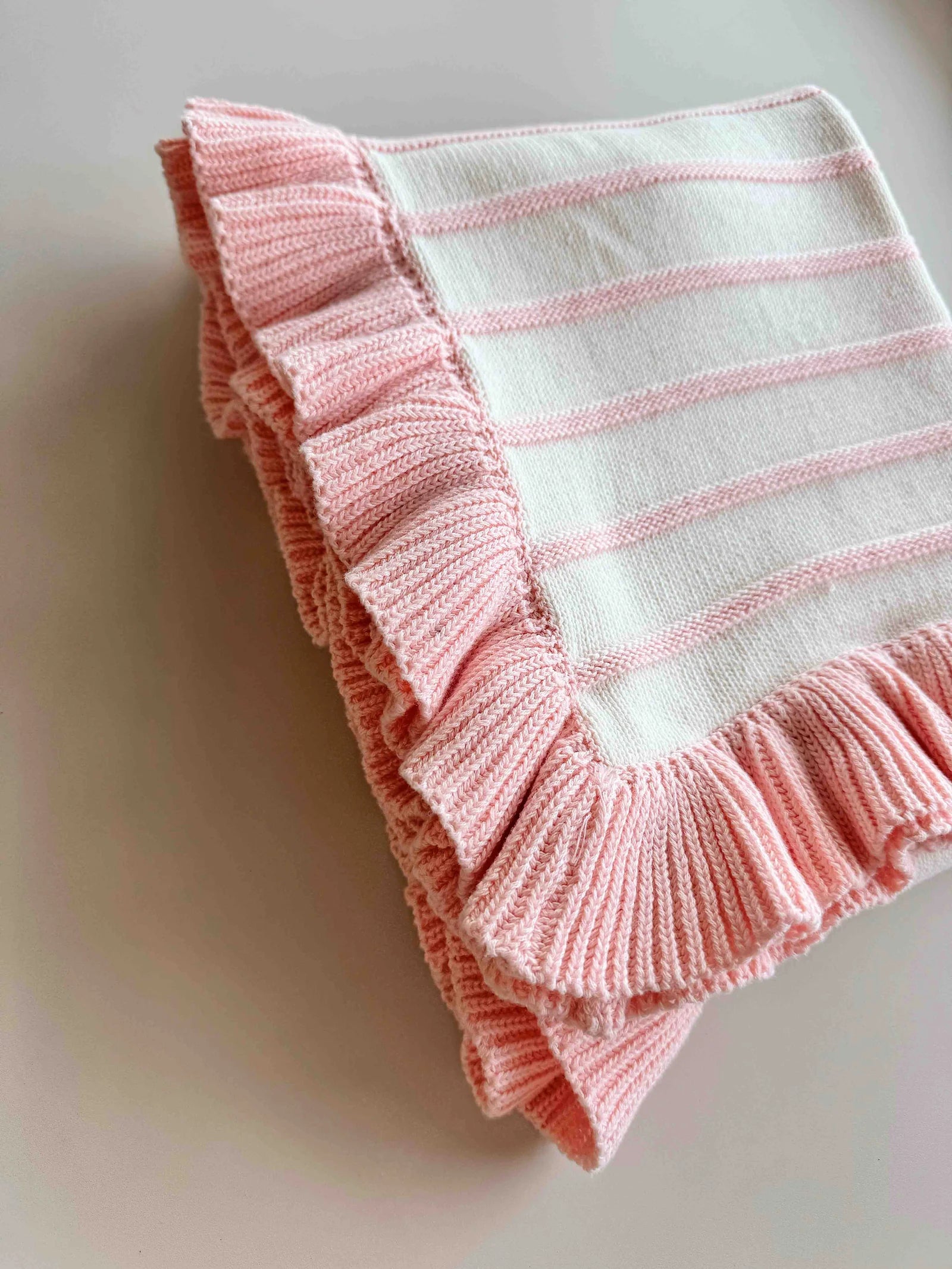 Freckles the Label - Raised Stripe Frill Blanket Sweetpea