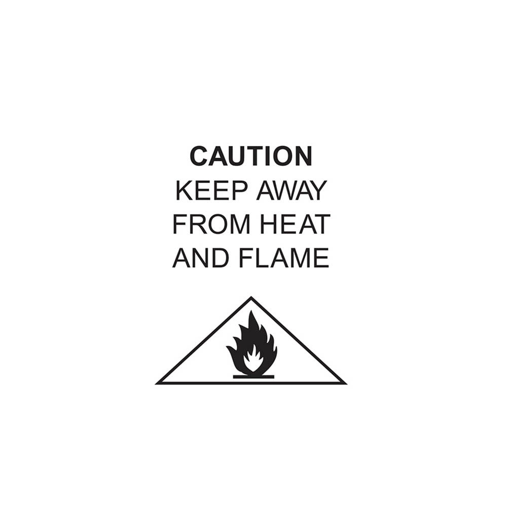 Keep away from heat and flame label