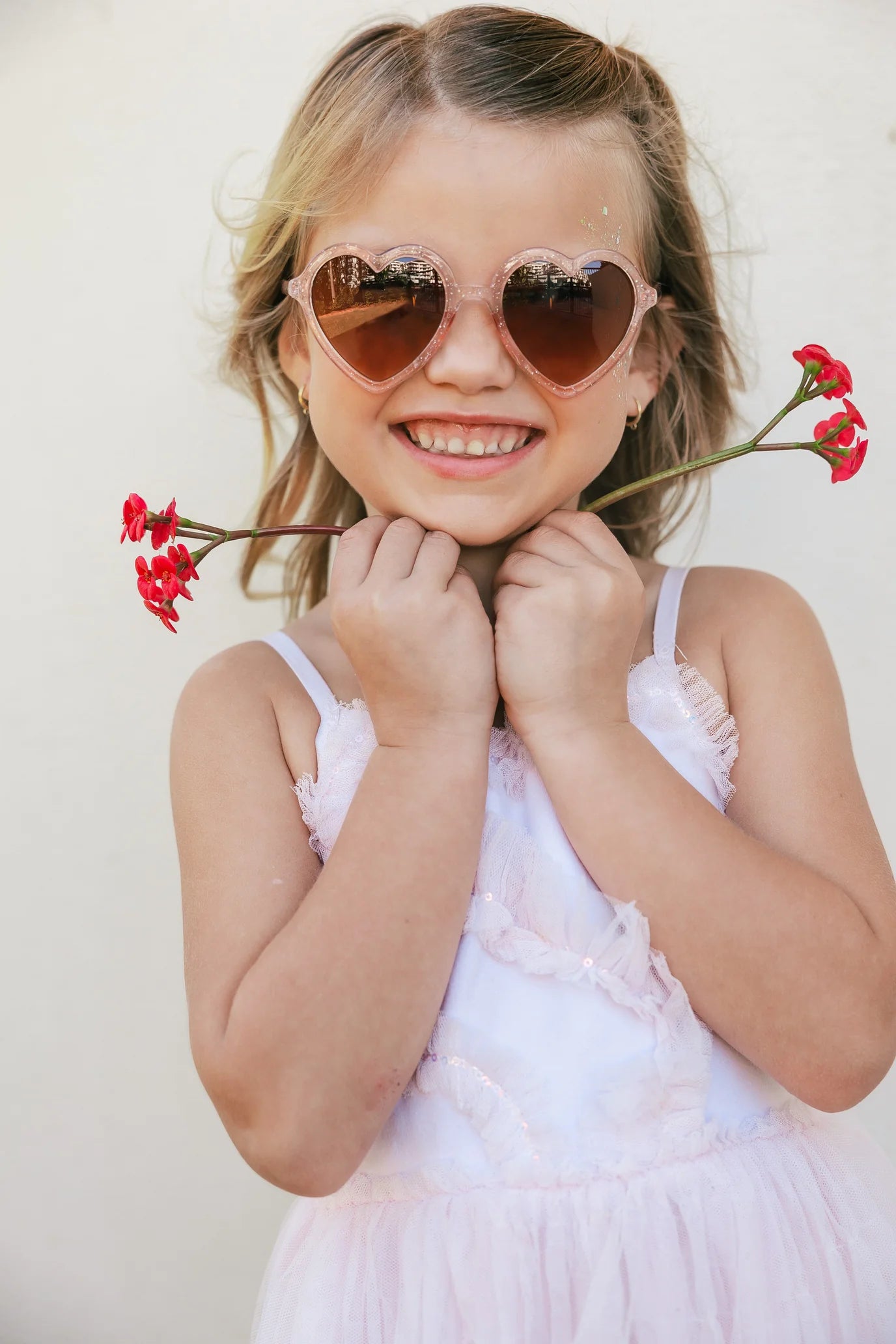 Kids Heart Sunglasses Pink Sparkle